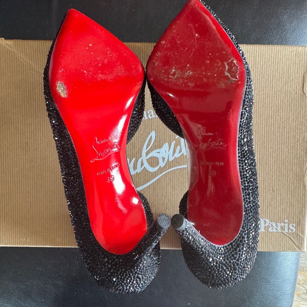 Christian Louboutin Black Glitter Heels - Picture 8 of 10